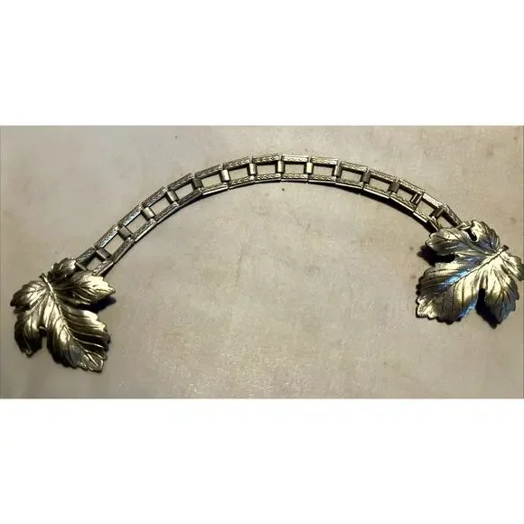 Vintage Silver Tone Leaf Sweater Dress Guard Clip Art Deco