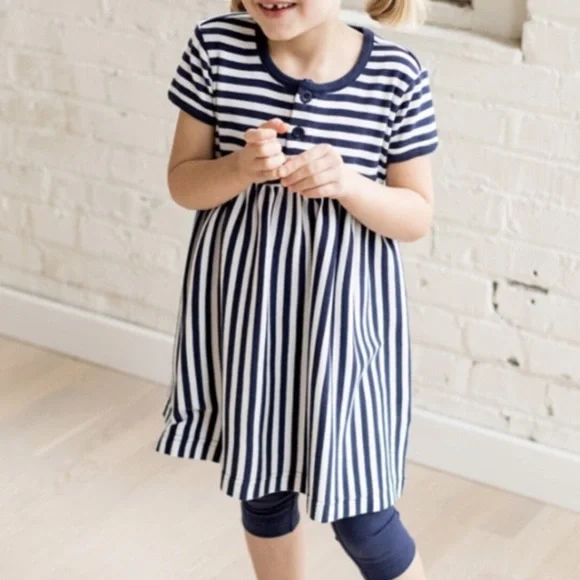 Hanna Andersson Navy Blue Stripe Play Dress