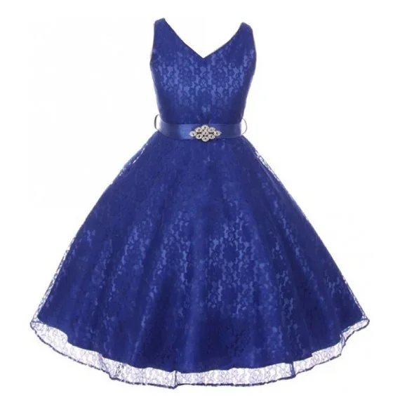 Toddler Girls Sleeveless Floral Lace Easter Graduation Flower Girl Dress Kids