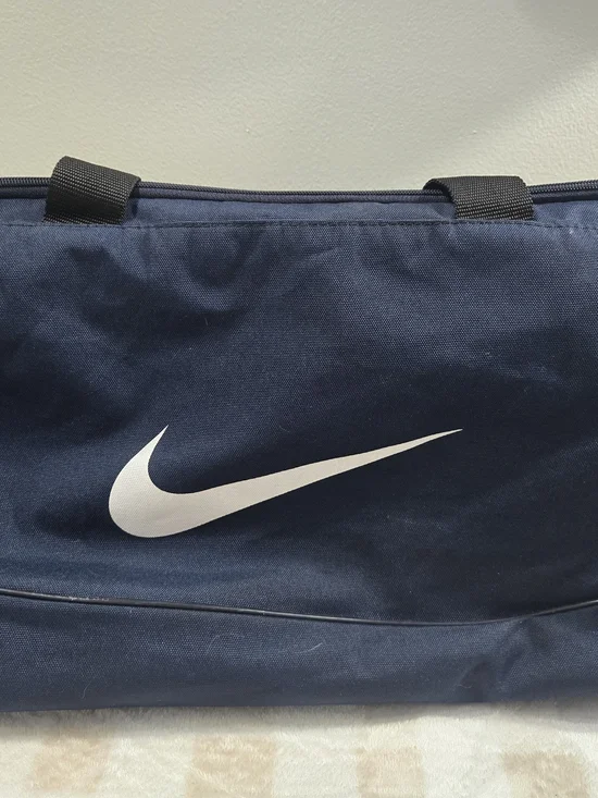 Nike Men's Navy Duffel Bag with White Swoosh