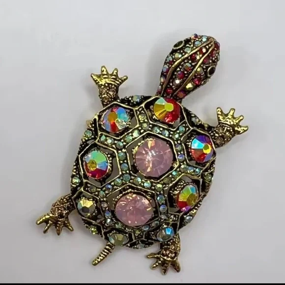 Vintage Multicolor Turtle Brooch