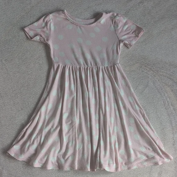 Polka Dot Kids Dress in Pink and White