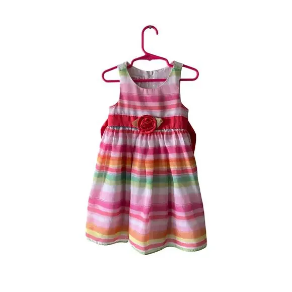 Jessica Ann Girls Multicolored Striped Spring/Summer Sleeveless Dress- Size 3t