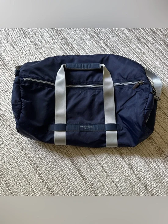 Dolce & Gabbana Navy Blue Medium Sz Heavy Nylon Duffle Bag Large Zipper