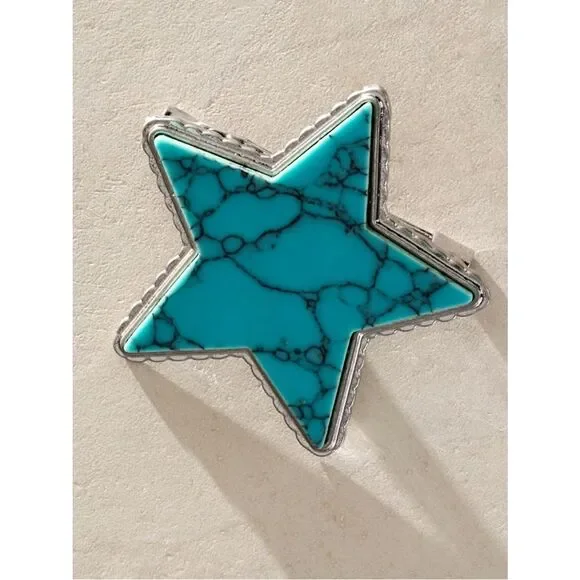Free People high roller turquoise star brooch in silver