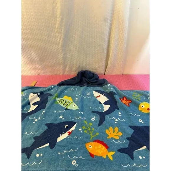 Shark blue hooded towel 100 cotton rn 57623‎ 24x48