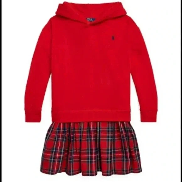 Polo Ralph Lauren size large 12-14 girls hoodie plaid dress