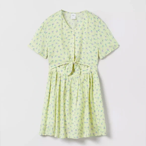 Zara kids Girls Cut Out flowers print knotted Dress