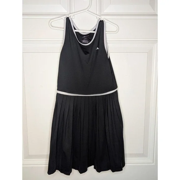 Tommy Bahama Active Girls Athletic Dress Cutout Black White Pleated Medium