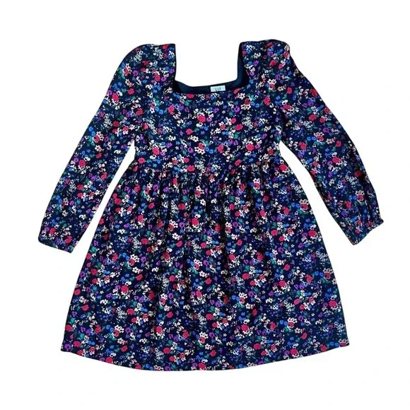 Gap Kids‎ Girls Black & Floral Square Neck Long Sleeve Dress Size L