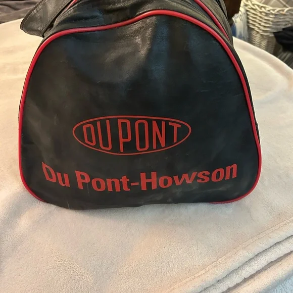 VINTAGE 1989 Du Pont Company Black and Red Duffel Bag