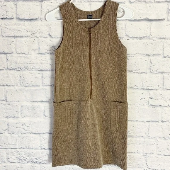 Deux par deux brown herringbone shift dress