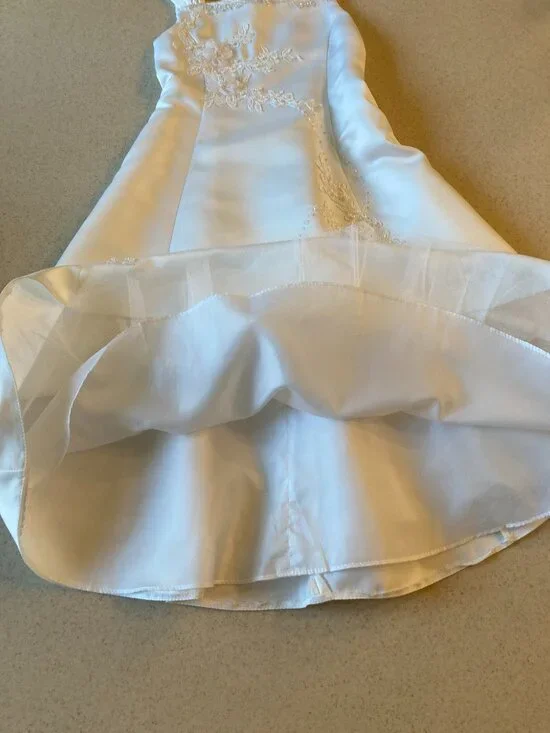 Bonnie Jean Beaded Flower Girl Communion Dress, Jacket, Slip, & Veil Girls Sz  7