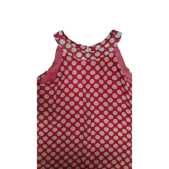 Retro Pink Polka Dot Sleeveless‎ Summer Dress A-Line Casual Party Sundress