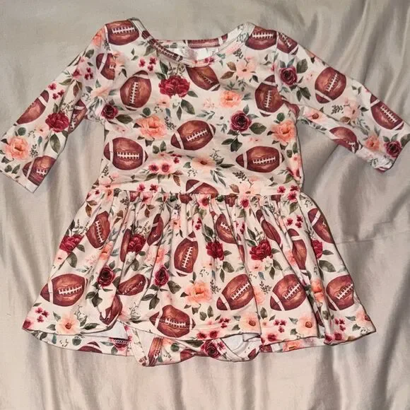 Charming Kids Dress with Football and Floral Design