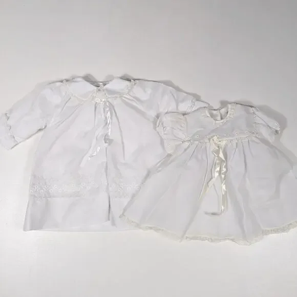Vtg Madona Christening Dress Jacket Baby Girls Sz 6-12m White Wedding Foraml