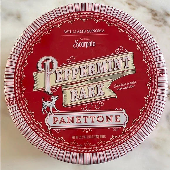 Williams Sonoma Peppermint Bark Panettone Tin-Empty