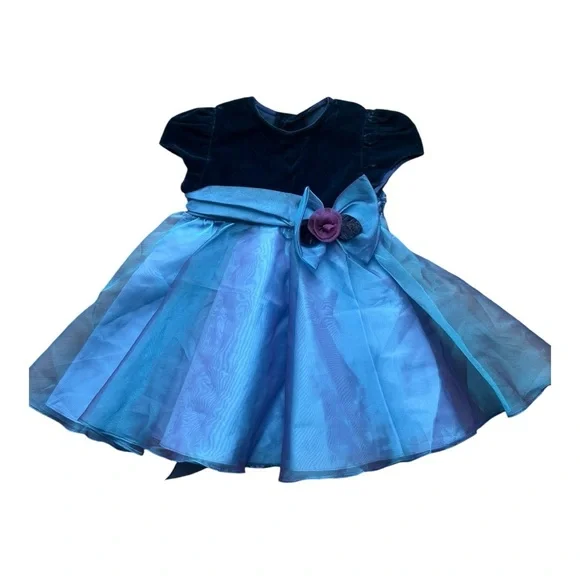 C.C.‎ & Me Vintage Party Tulle Bottom Blue Kids Dress with Bow Size 24 months
