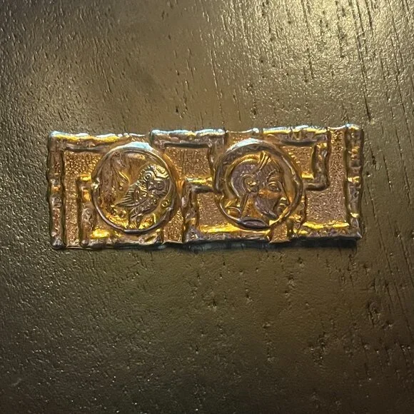 Vintage Gold tone Brooch with Owl and Centurion Design