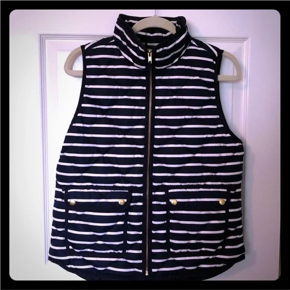 J. Crew Navy and White Excursion Quilted Puffer Vest