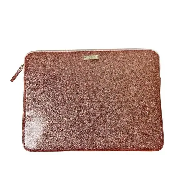 Kate Spade New York Rose Gold Glitter Padded Laptop Sleeve