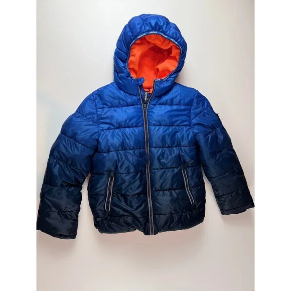 Rokka&Rolla Boys‎ Blue Ombre Puffer Jacket Fleece Lined Hooded Coat Size M 8