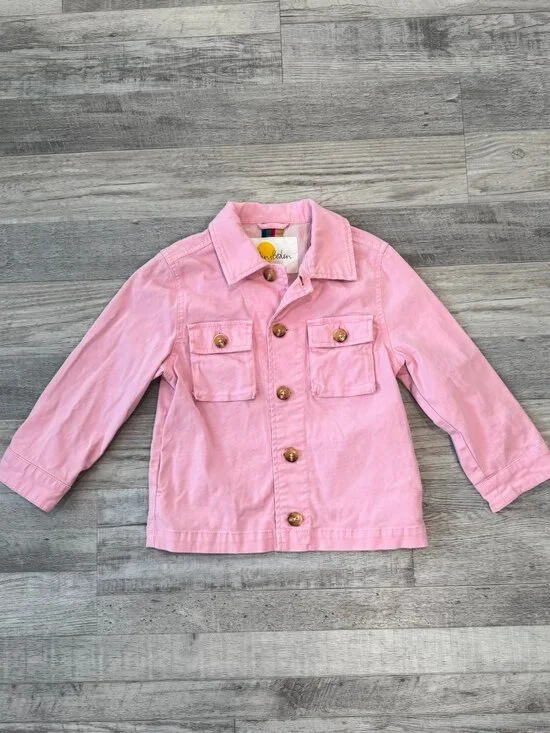 Mini Boden Girls Pink Cotton Button Front Jacket Size 3/4 Year M16