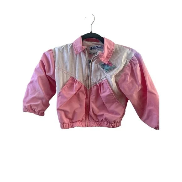 Vintage Weather Tamer Pink Windbreaker Jacket 80s 90s Sailboat Patch – Girls 6‎