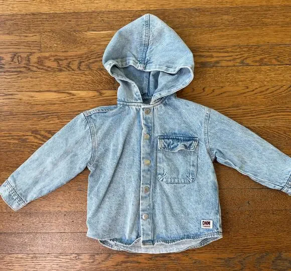 Zara Boys' Denim Hooded Jacket Size 2