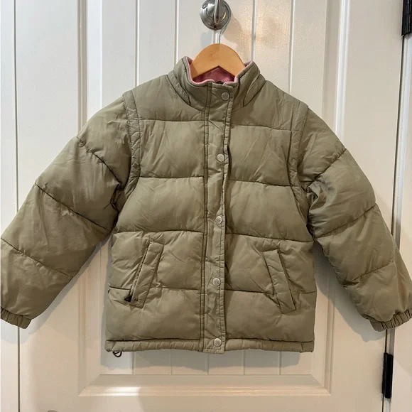 Mini Boden Convertible Puffer Jacket & Vest Fleece Lined Size 7-8