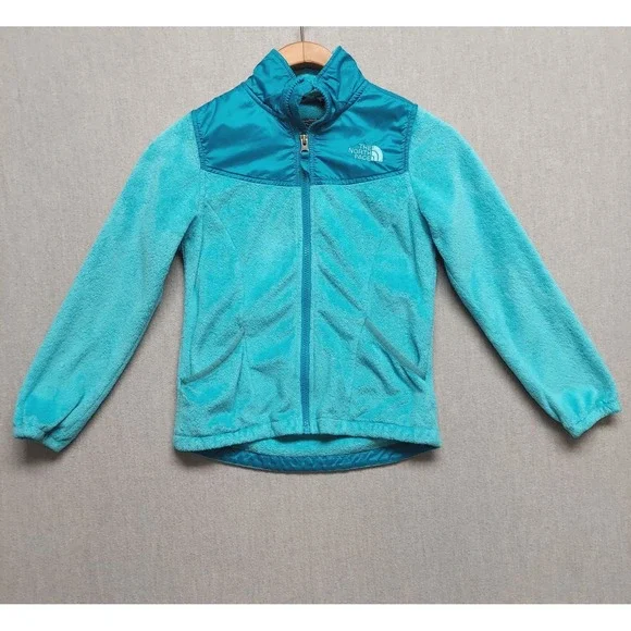The North Face Jacket Girls 7/8 Fleece Zip Outdoor Turquoise Kids Activewear