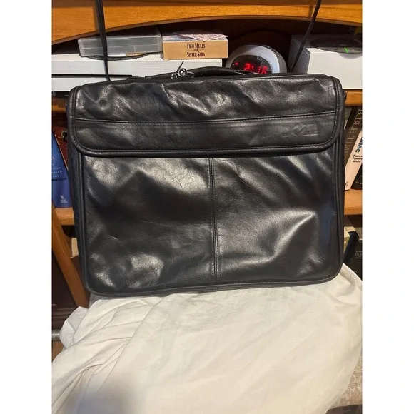 Dell Laptop Briefcase‎ Bag Mens Large Black Excellent Leather Multi-Compartment