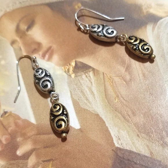 NEW Premier Designs Antiqued Two Tone Dangle Earrings