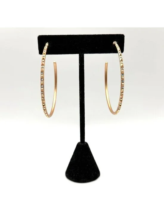 Kendra Scott Veronica Hoop Earrings Rose Gold Crystal Accents