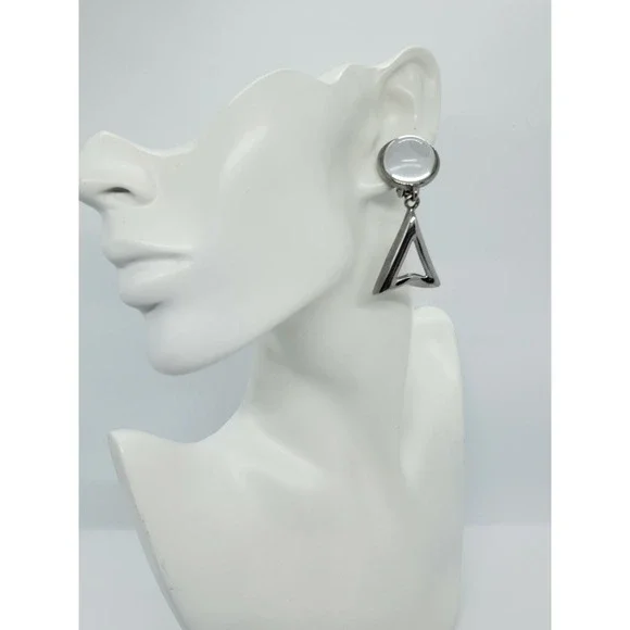 Vintage Bead Cluster Dangled Drop Clip On Signed GJD Silver Tone 2.5