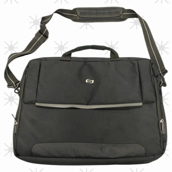 SOLO Black Laptop Bag Briefcase Adjustable Shoulder Strap