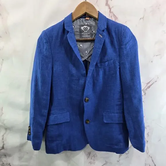 Appaman Blazer Youth 12 Blue Linen Jacket Boys Kids Fine Tailoring