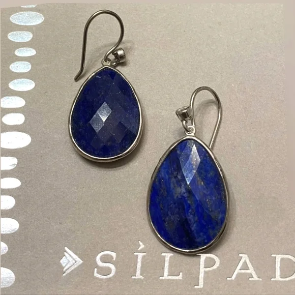 Silpada 925 Sterling ‘Twilight Drop’ Lapis Lazuli & CZ Teardrop Earrings