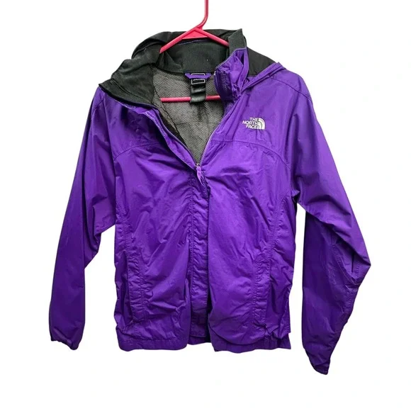 The North Face Jacket Girls XL 18 Purple Full Zip‎ Hooded HyVent Coat READ