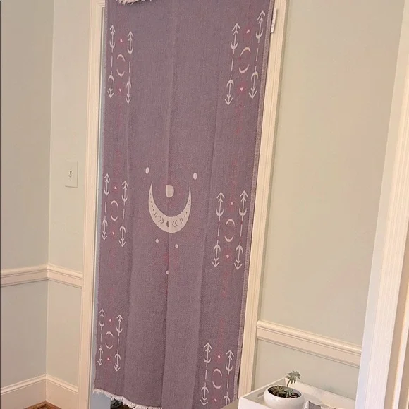 Purple Tapestry Curtain Blanket Towel Purple Bohemian Design Moon + Stars NEW