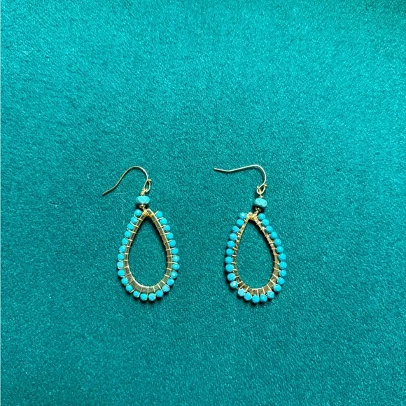 Nordstrom Gold Dangle Hoop with Turquoise Beads