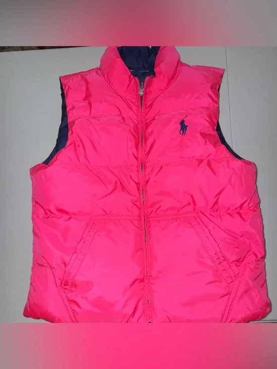 Polo by Ralph Lauren Hot Pink/Navy Quilted reversible Vest. Kids size L