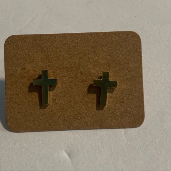 Gold Plated Small Cross Stud Earrings for Womens Mens Earrings new