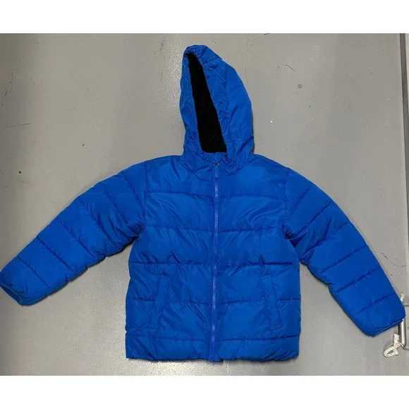 SwissTech Kids Blue Hooded Puffer Jacket Fleece Lined Size M 8 SW33100078181B