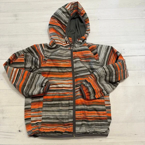 Columbia kids lightweight jacket orange and‎ grey youth small 8