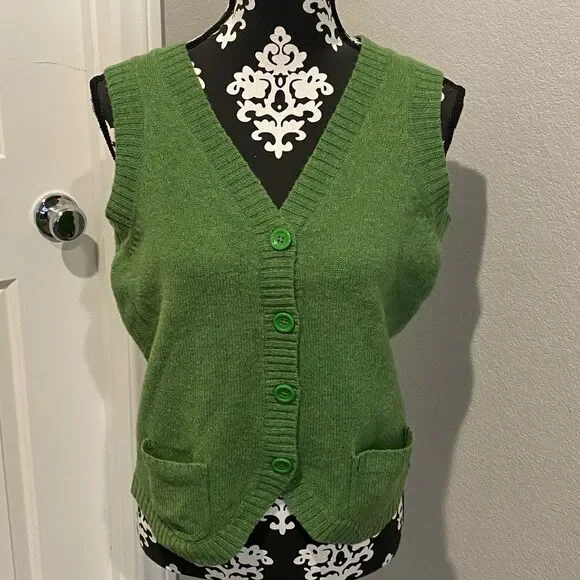 Boden green wool vest NWT