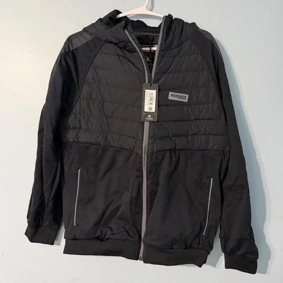 McKenzie Crash Jacket Boys XL 13-15Y Black Hooded Puffer Hybrid 0829