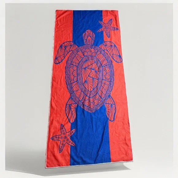 Orange Blue Sea Turtle Beach Towel High Quality Material 59