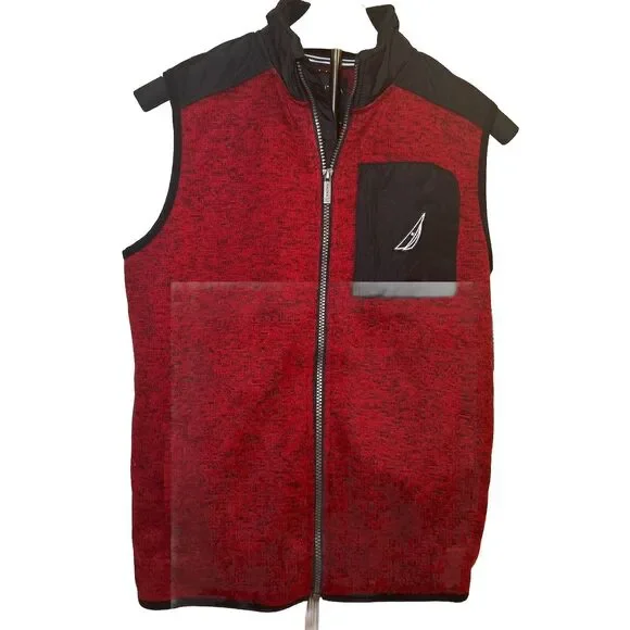 NWT Nautica Jaxon Nautex Youth Size Large 14/16 Red Full Zip Sleeveless Vest