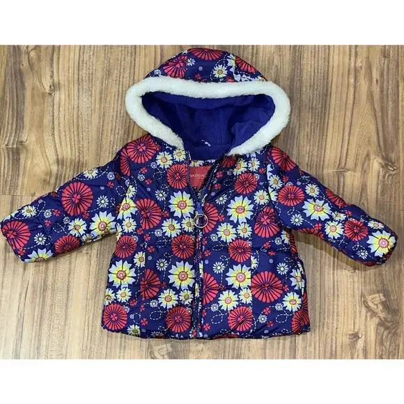 LONDON Fog‎ Jacket Kids Size 18 Months Lined Faux Fur Hood Coat Winter
